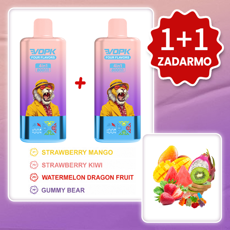 Jahoda mango + Jahoda kiwi + Melón a dračie ovocie + Gumový medvedík 💥Akcia 1+1 ZADARMO! VOPK 80 000 potiahnutí