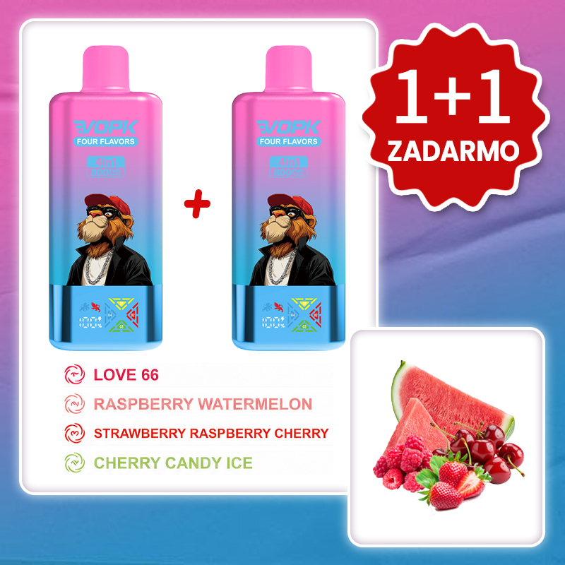 Love 66 + Malina a melón + Jahoda malina čerešňa + Čerešňový cukrík s ľadom 💥Akcia 1+1 ZADARMO! VOPK 80 000 potiahnutí