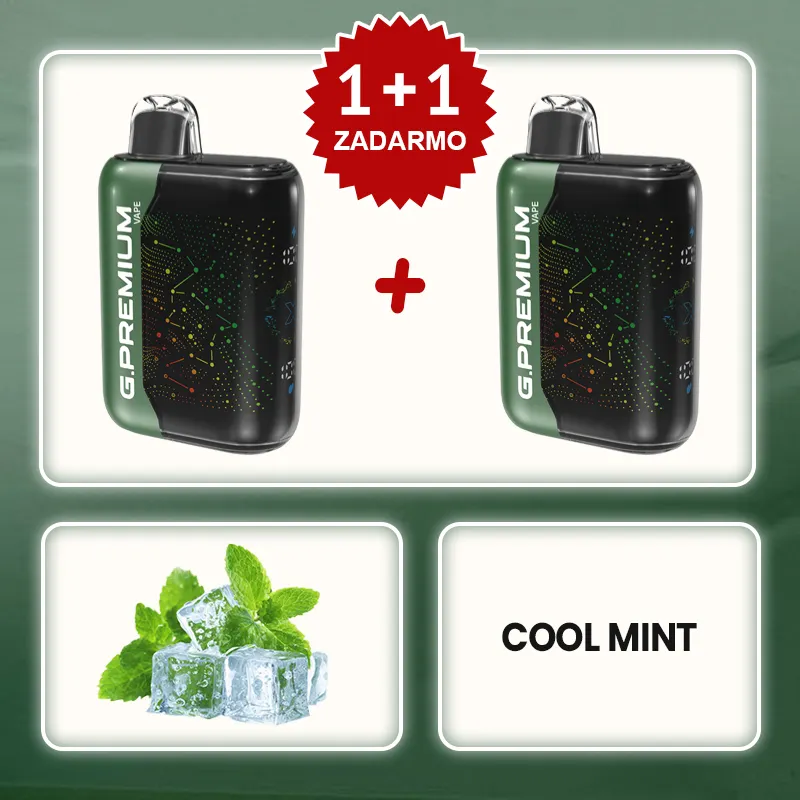 Osviežujúca Mäta 💥Akcia 1+1 ZADARMO! G.PREMIUM Vape 60 000 Potiahnutí