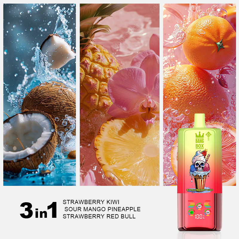 BANGBOX 80K Príchuť 09 jahoda kiwi kyslé mango ananás jahodový energy drink 3 v 1 vape