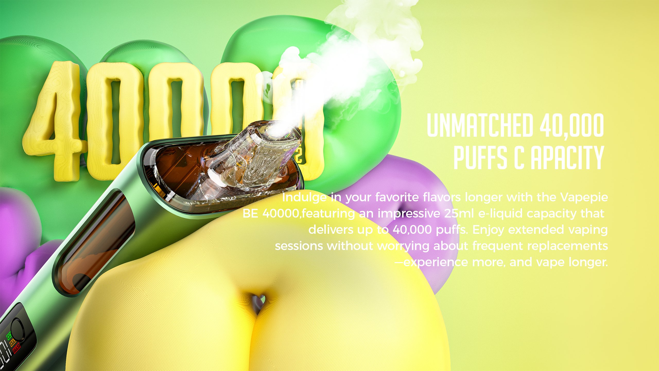 VAPEPIE Max 40000 puff 3 modalità ECO STD GTR