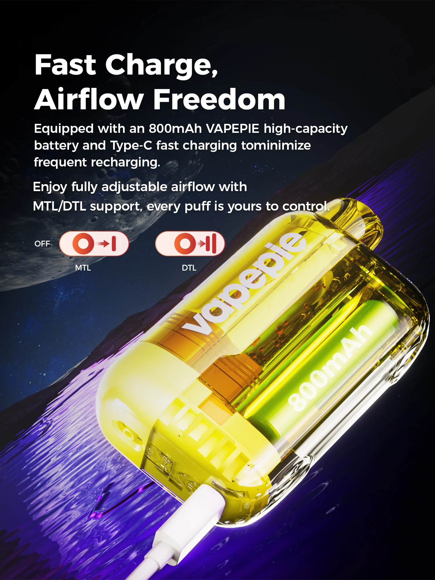 VAPEPIE Ultra Phantom 30000 tiri airflow regolabile per DTL e MTL