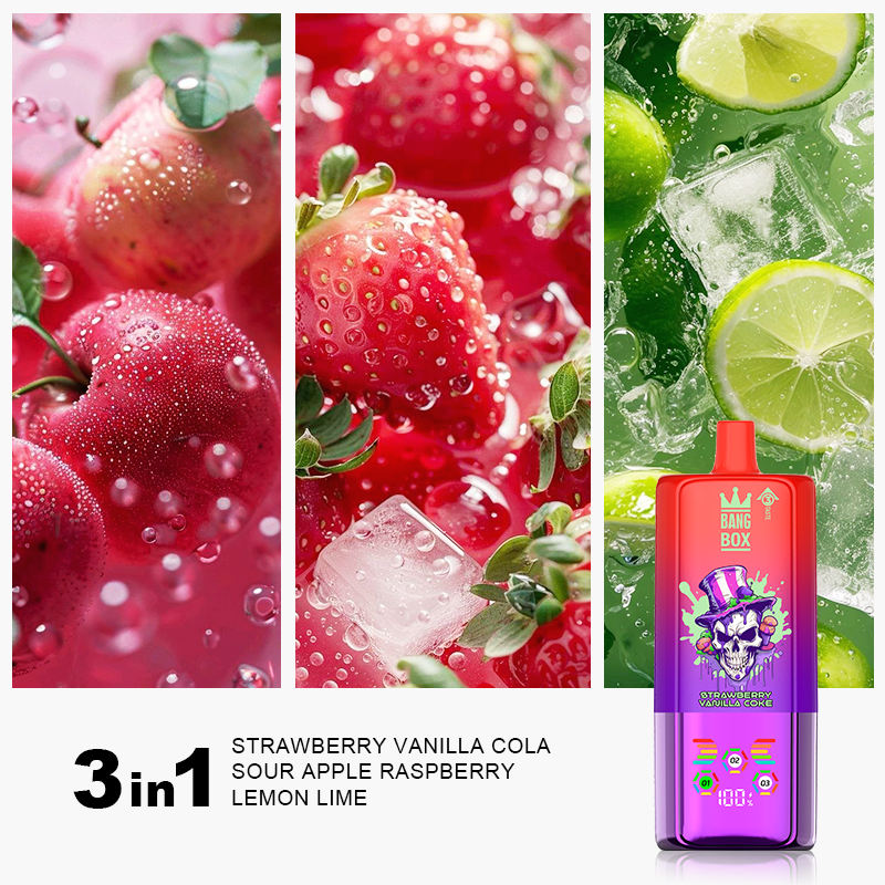 BANGBOX 80K Príchuť 01 Jahodovo vanilková cola kyslé jablko malina citrón limetka 3 v 1 vape