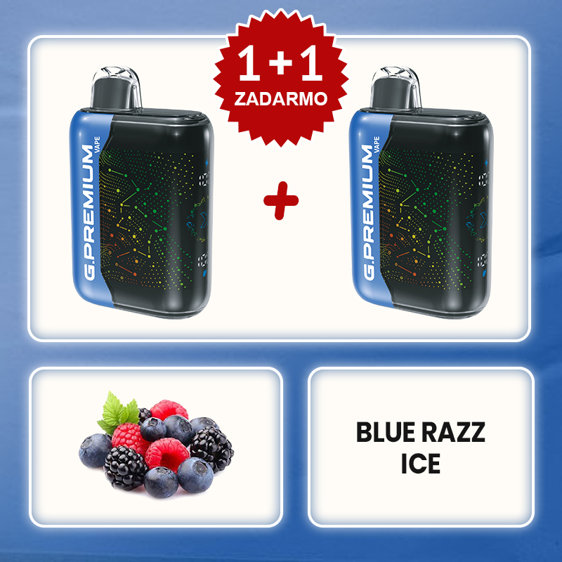 Ľadová Modrá Malina 💥Akcia 1+1 ZADARMO! G.PREMIUM Vape 60 000 Potiahnutí