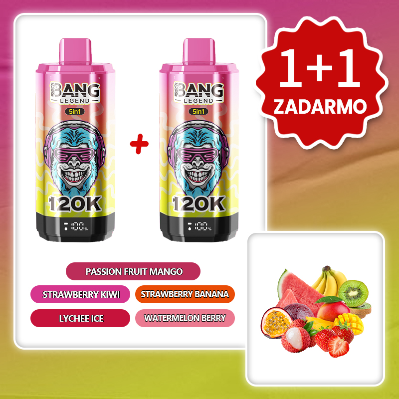 Jahoda a kiwi + Jahoda a banán + Ľadové liči + Melón a bobule + Maracuja a mango