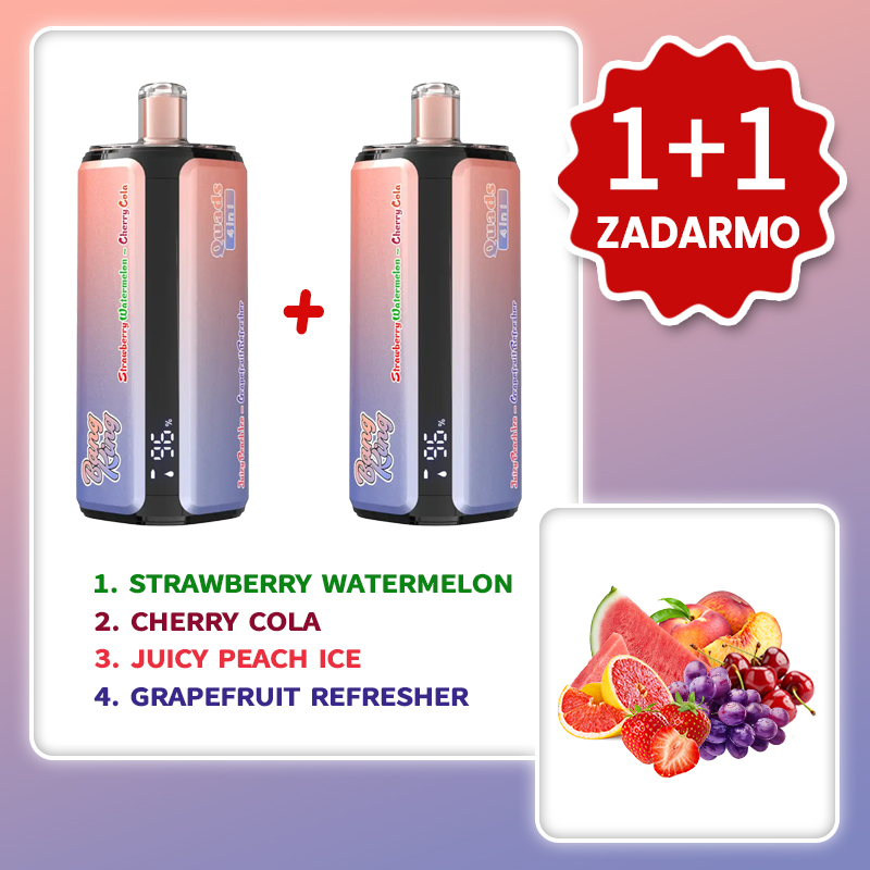 Jahoda a melón + Višňová cola + Ľadová šťavnatá broskyňa + Osviežujúci grep