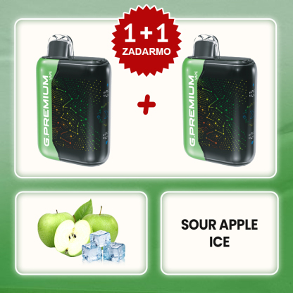 Ľadové Kyslé Jablko 💥Akcia 1+1 ZADARMO! G.PREMIUM Vape 60 000 Potiahnutí