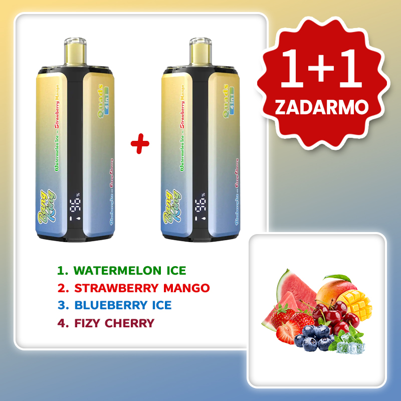 Ľadový melón + Jahoda a mango + Ľadová čučoriedka + Šumivá višňa