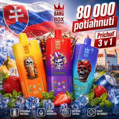 Citrón Limetka + Mango Broskyňa Melón + Ľadová Čučoriedka 💥Akcia 1+1 ZADARMO! BANG BOX 80 000 potiahnutí