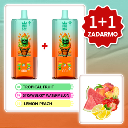 Tropické Ovocie + Jahoda Melón + Citrón Broskyňa 💥Akcia 1+1 ZADARMO! BANG BOX 80 000 potiahnutí