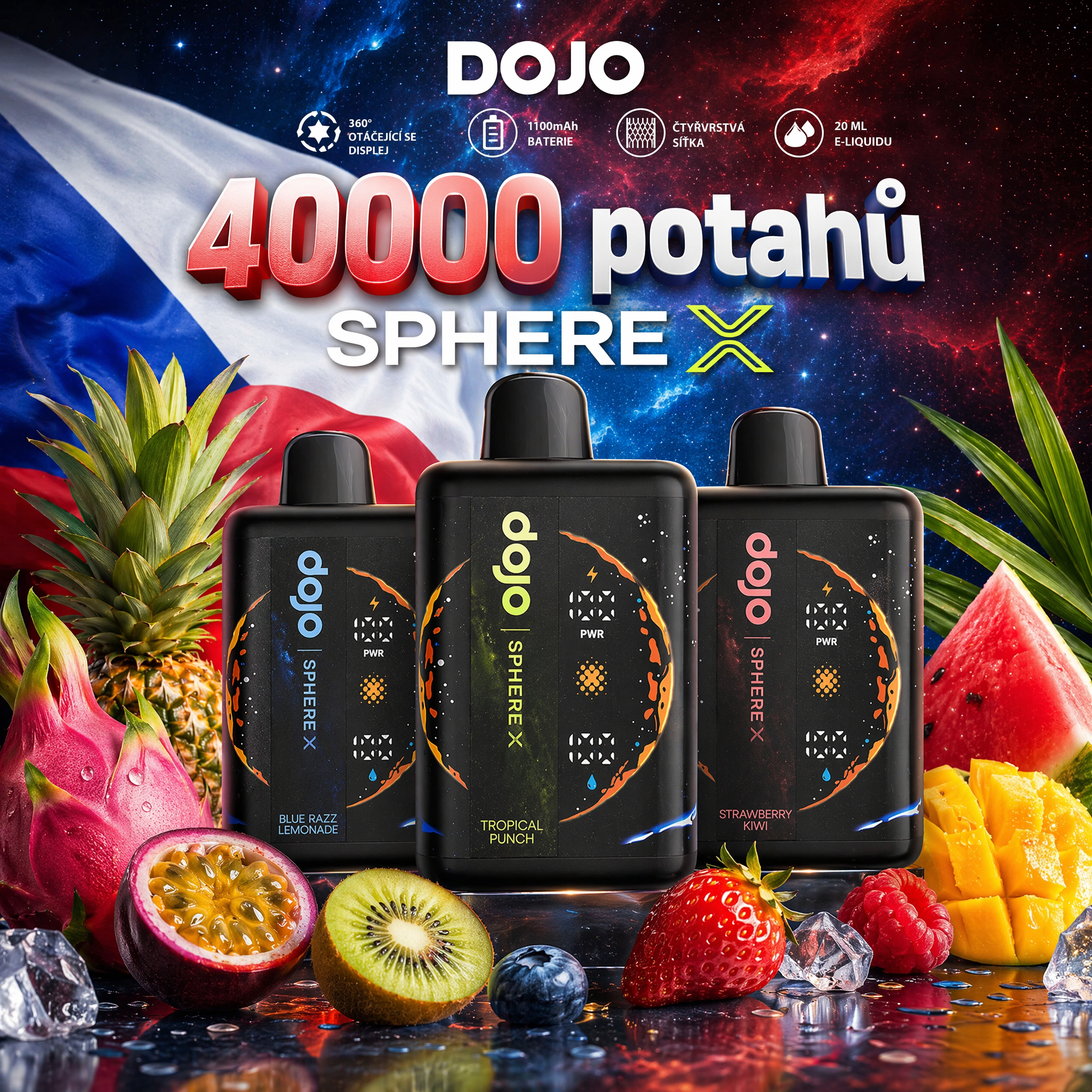 ⭐⭐⭐⭐Dojo Sphere X 40 000 potiahnutí, vysoký výkon, limitovaná edícia Vape – Špeciálna edícia