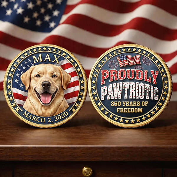 Custom Pet Memorial Coin – Forever Pawtriotic, Forever in Our Hearts