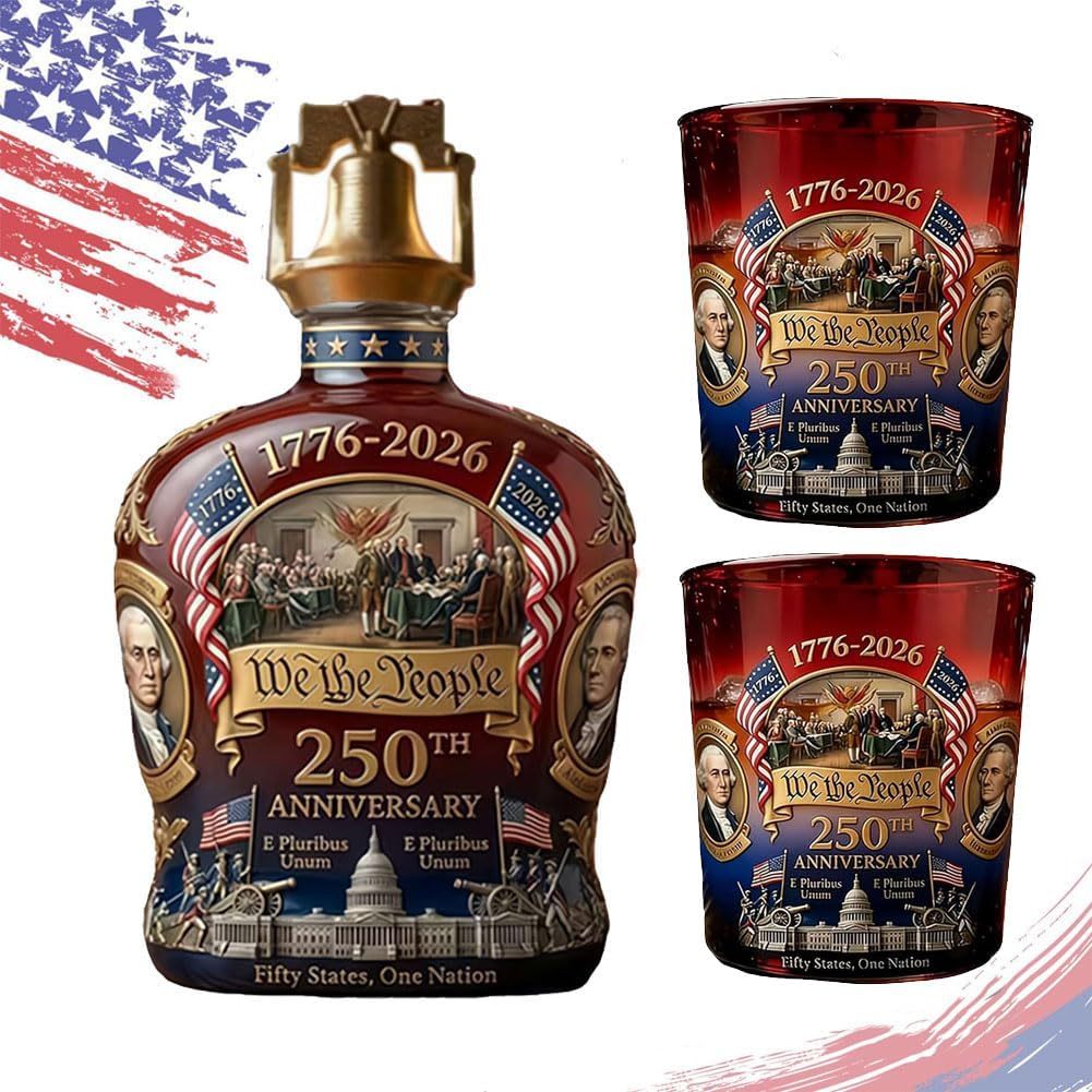 🎉250th Anniversary Whiskey Decanter🎁Patriotic Collector’s Gift for Dad & Veterans