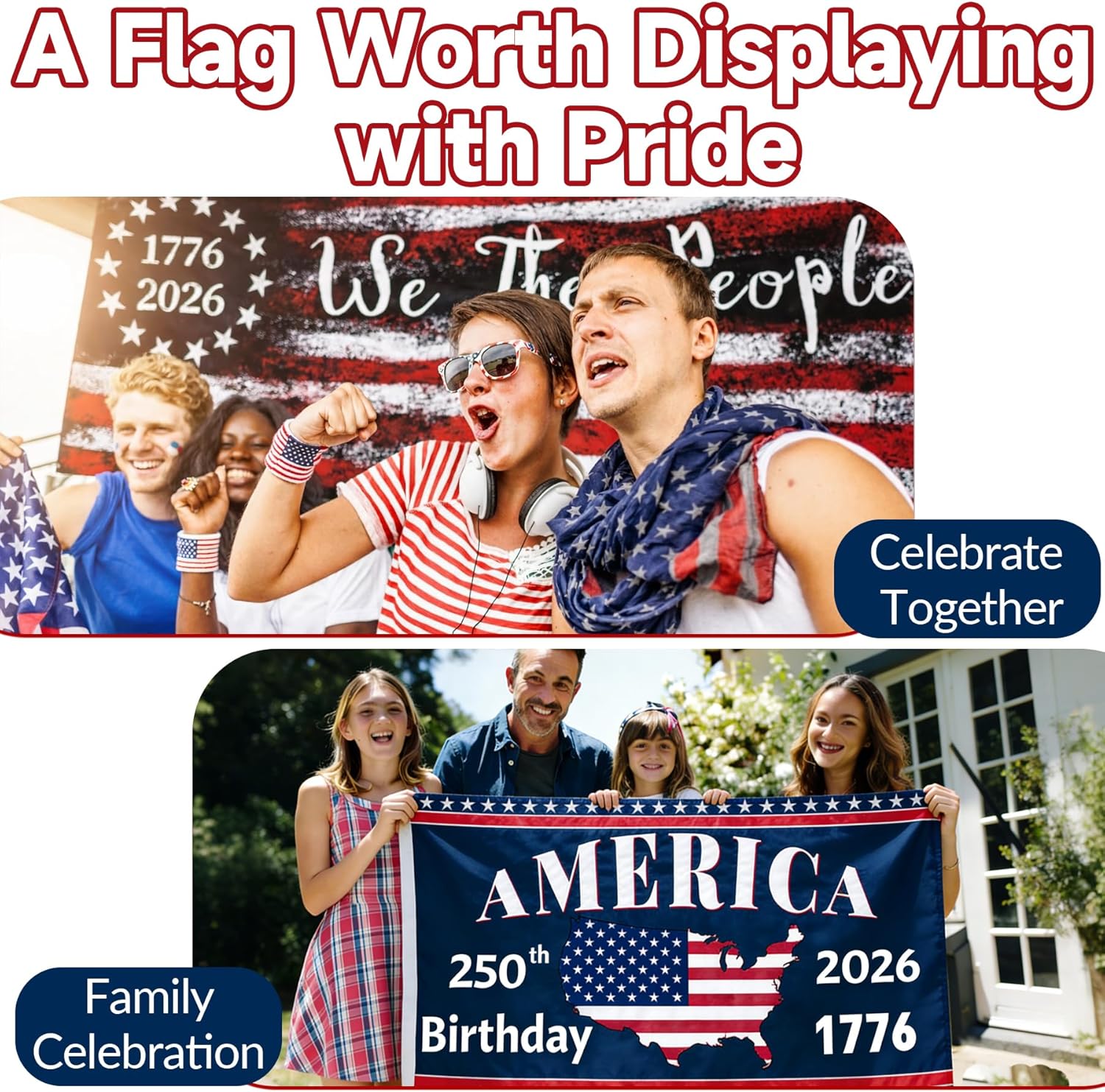 America’s 250th Anniversary Flag 🇺🇸 3x5 Ft, Double-Sided, 3-Ply Patriotic Outdoor Decor