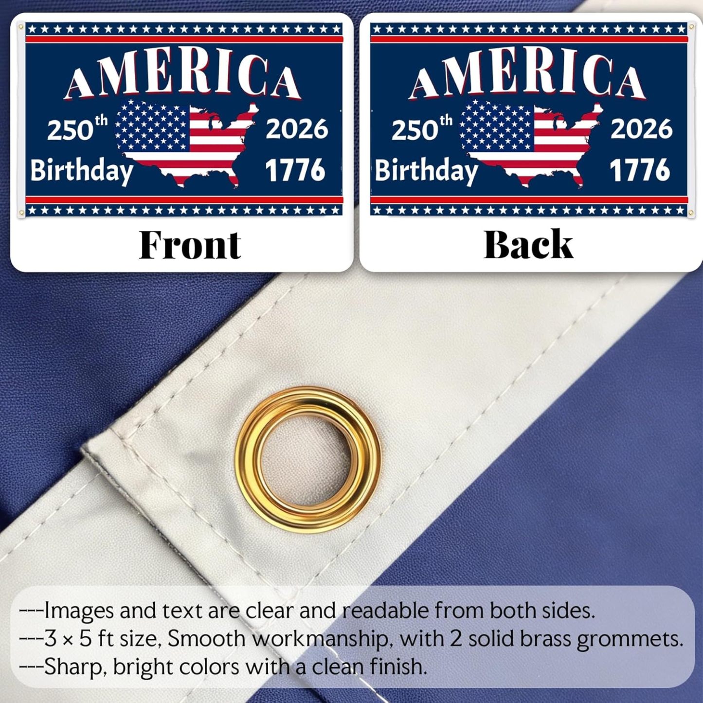 America’s 250th Anniversary Flag 🇺🇸 3x5 Ft, Double-Sided, 3-Ply Patriotic Outdoor Decor