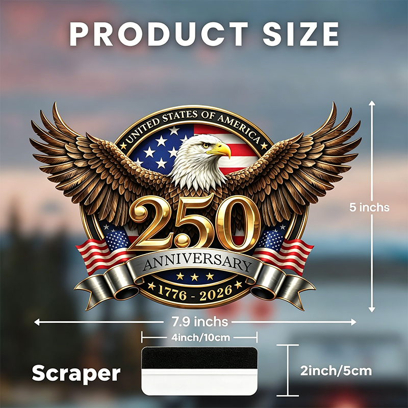 2PCS 🇺🇸 USA 250th Anniversary Car Decal 1776-2026 🦅 Patriotic 4th of July Vinyl Stickers for Car, Truck, SUV