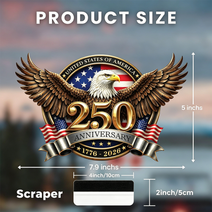 2PCS 🇺🇸 USA 250th Anniversary Car Decal 1776-2026 🦅 Patriotic 4th of July Vinyl Stickers for Car, Truck, SUV