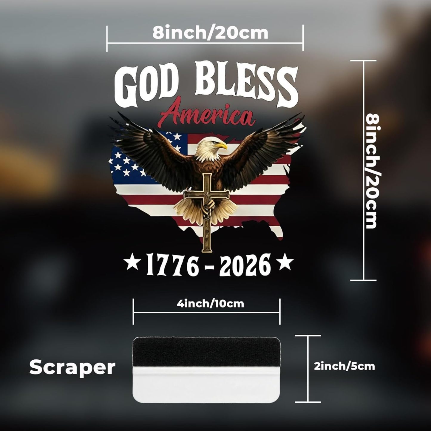 2PCS 🇺🇸 USA 250th Anniversary Car Decal 1776-2026 🦅 Patriotic 4th of July Vinyl Stickers for Car, Truck, SUV
