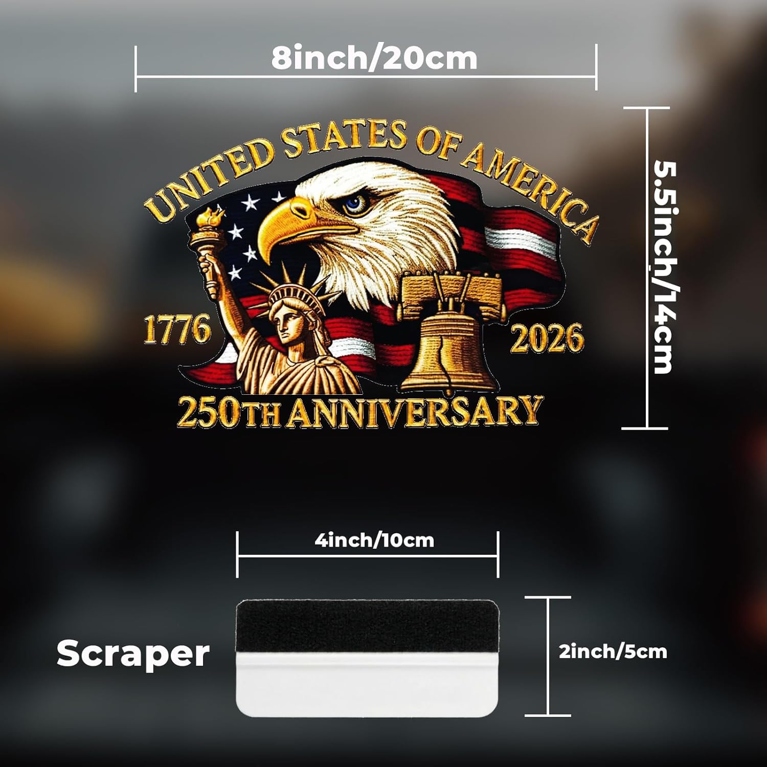 2PCS 🇺🇸 USA 250th Anniversary Car Decal 1776-2026 🦅 Patriotic 4th of July Vinyl Stickers for Car, Truck, SUV