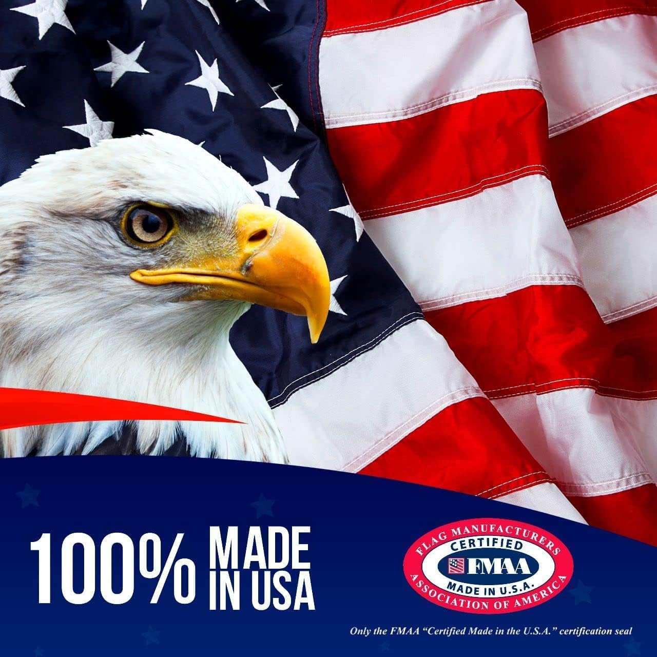 10x15 Large American Flag – US Made, Heavy Duty, Outdoor, Embroidered Stars & Sewn Stripes