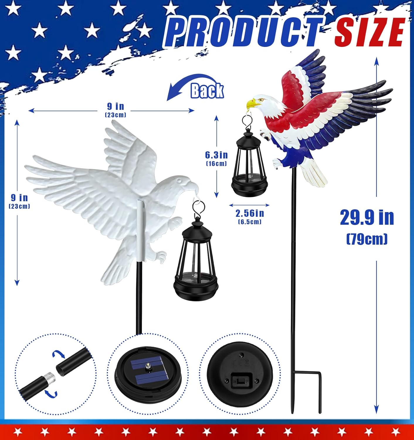 250th Anniversary USA Eagle Solar Garden Stakes