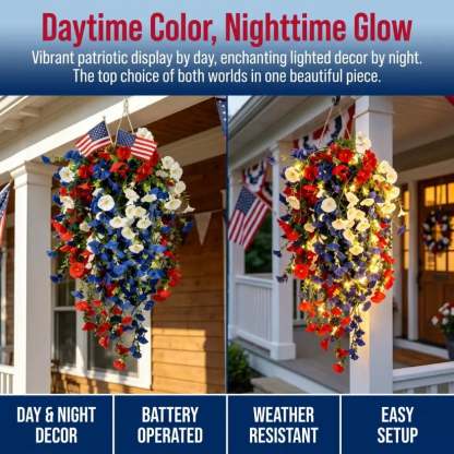 ✨✨🇺🇸 Celebrate the 250th anniversary of the United States with patriotic-style hanging bouquets