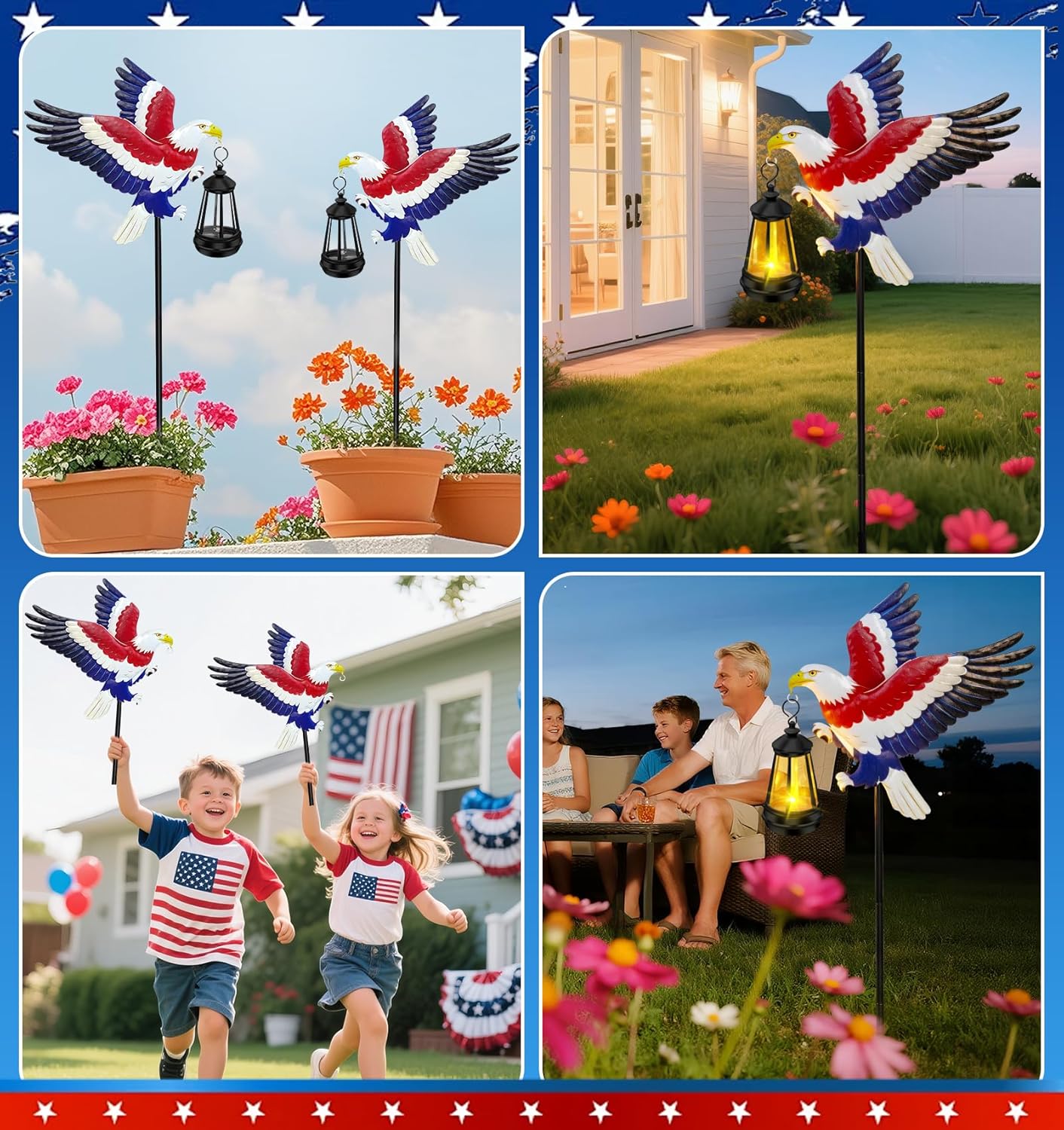 250th Anniversary USA Eagle Solar Garden Stakes