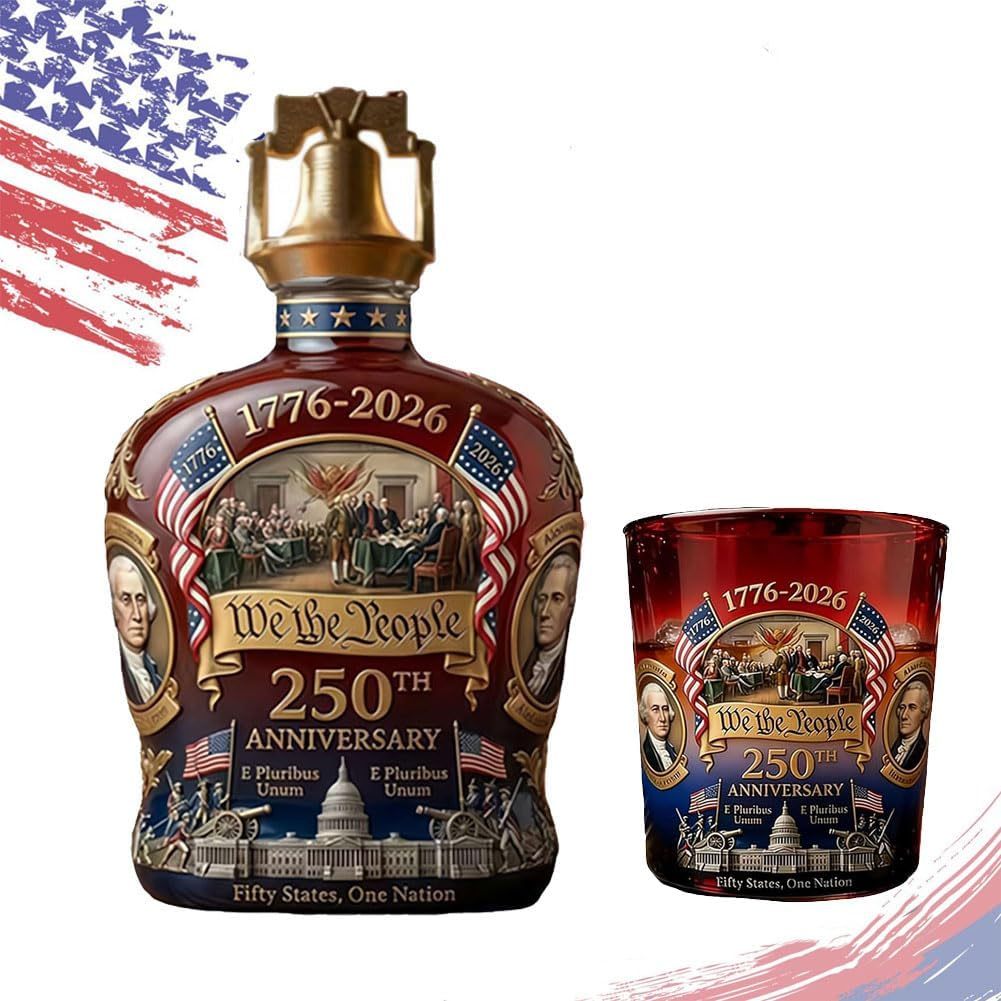 🎉250th Anniversary Whiskey Decanter🎁Patriotic Collector’s Gift for Dad & Veterans