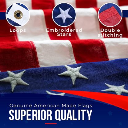 10x15 Large American Flag – US Made, Heavy Duty, Outdoor, Embroidered Stars & Sewn Stripes