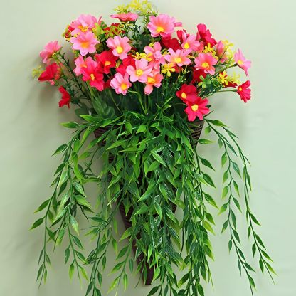 Rattan Hanging Wall Planters, Cone Shaped Rustic Flower Baskets for Indoor & Outdoor Decor