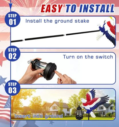 250th Anniversary USA Eagle Solar Garden Stakes