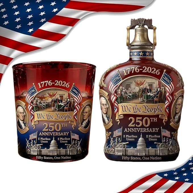 🎉250th Anniversary Whiskey Decanter🎁Patriotic Collector’s Gift for Dad & Veterans