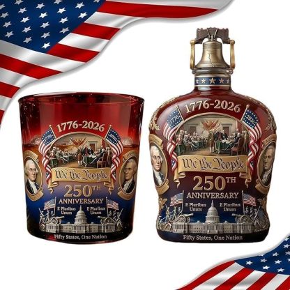 🎉250th Anniversary Whiskey Decanter🎁Patriotic Collector’s Gift for Dad & Veterans