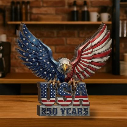 America 250th Anniversary Wooden Plaque, USA Merchandise & Patriotic 4th of July Decorations