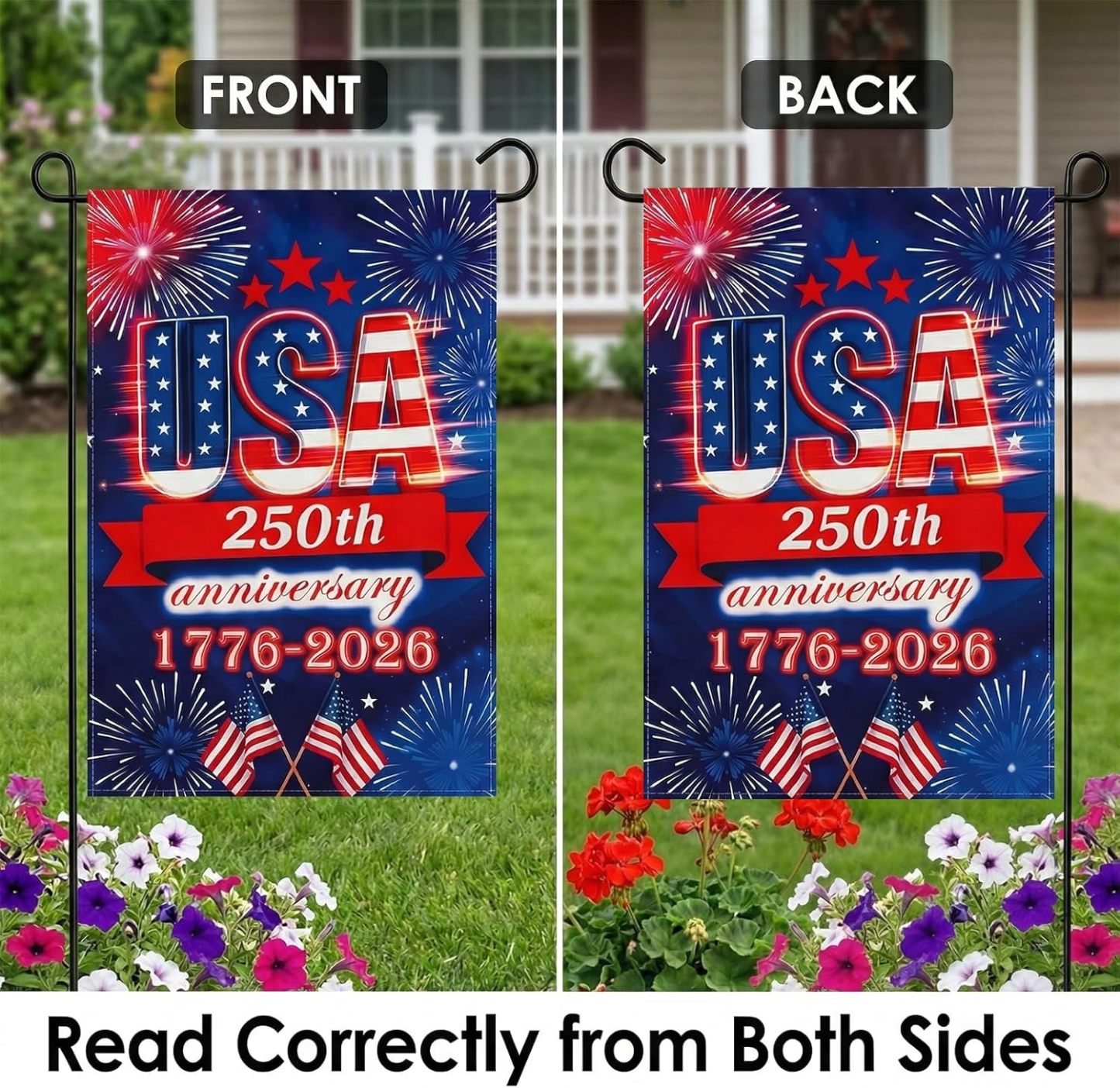 USA 250th Anniversary Garden Flag, 12x18 in, Double-Sided, UV & Weather Resistant, 1776-2026