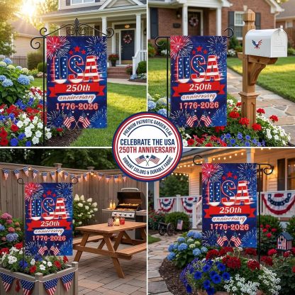 USA 250th Anniversary Garden Flag, 12x18 in, Double-Sided, UV & Weather Resistant, 1776-2026