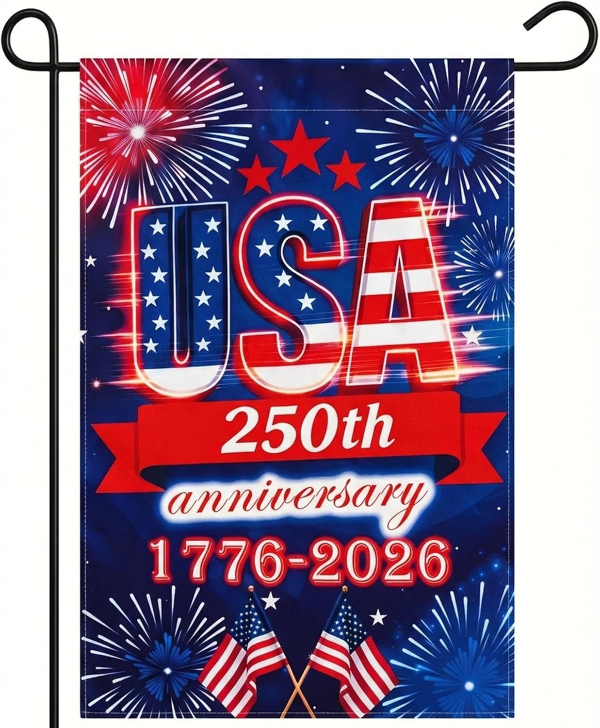 USA 250th Anniversary Garden Flag, 12x18 in, Double-Sided, UV & Weather Resistant, 1776-2026