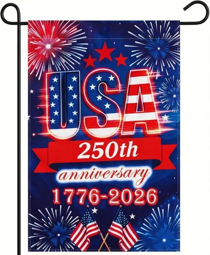 USA 250th Anniversary Garden Flag, 12x18 in, Double-Sided, UV & Weather Resistant, 1776-2026