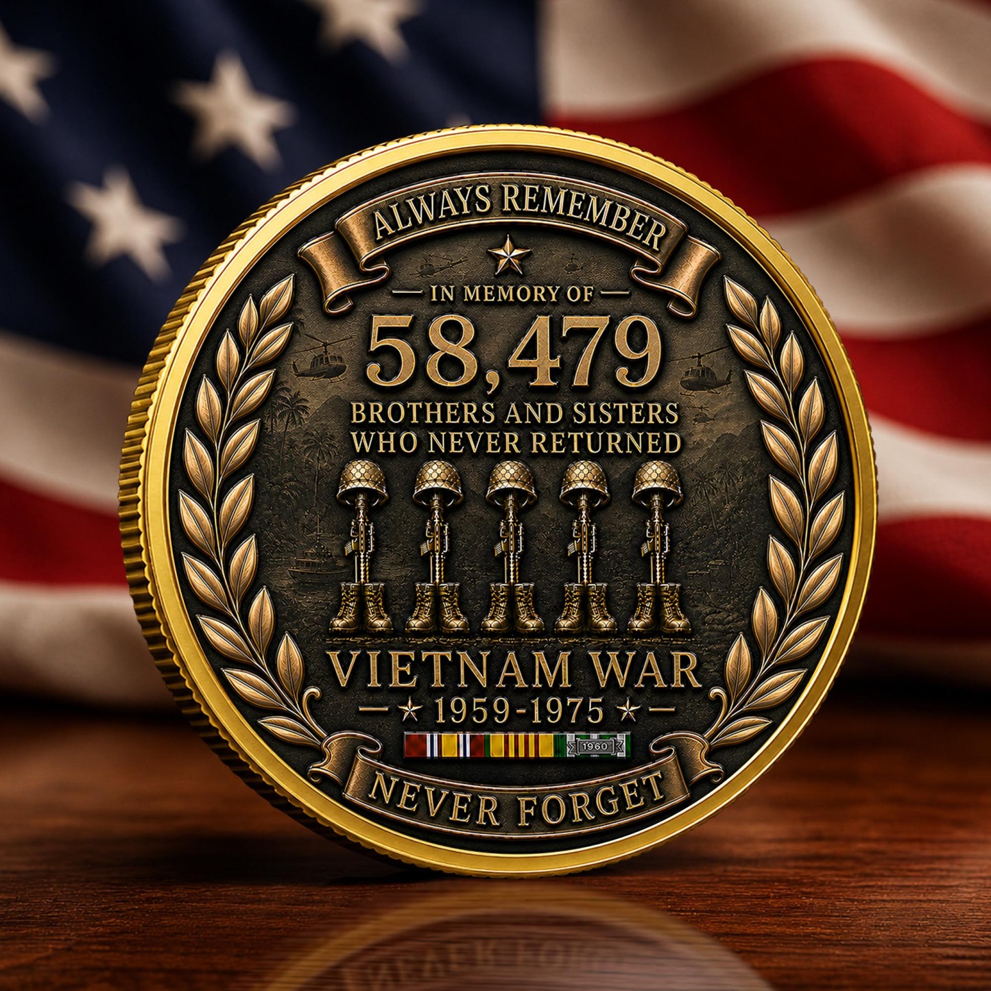 Vietnam Veteran America 250th Anniversary Commemorative Coin 2 Side, All Gave Some 58,479 Gave All, Veteran Gifts