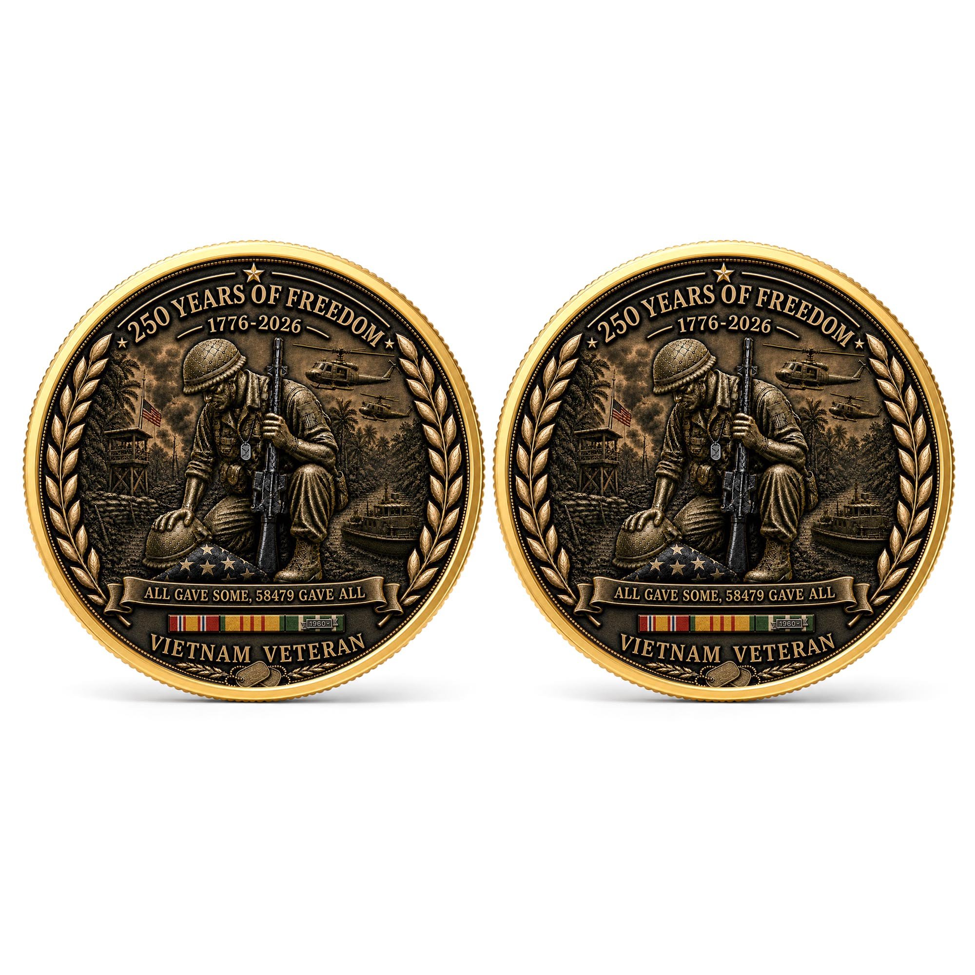 Vietnam Veteran America 250th Anniversary Commemorative Coin 2 Side, All Gave Some 58,479 Gave All, Veteran Gifts