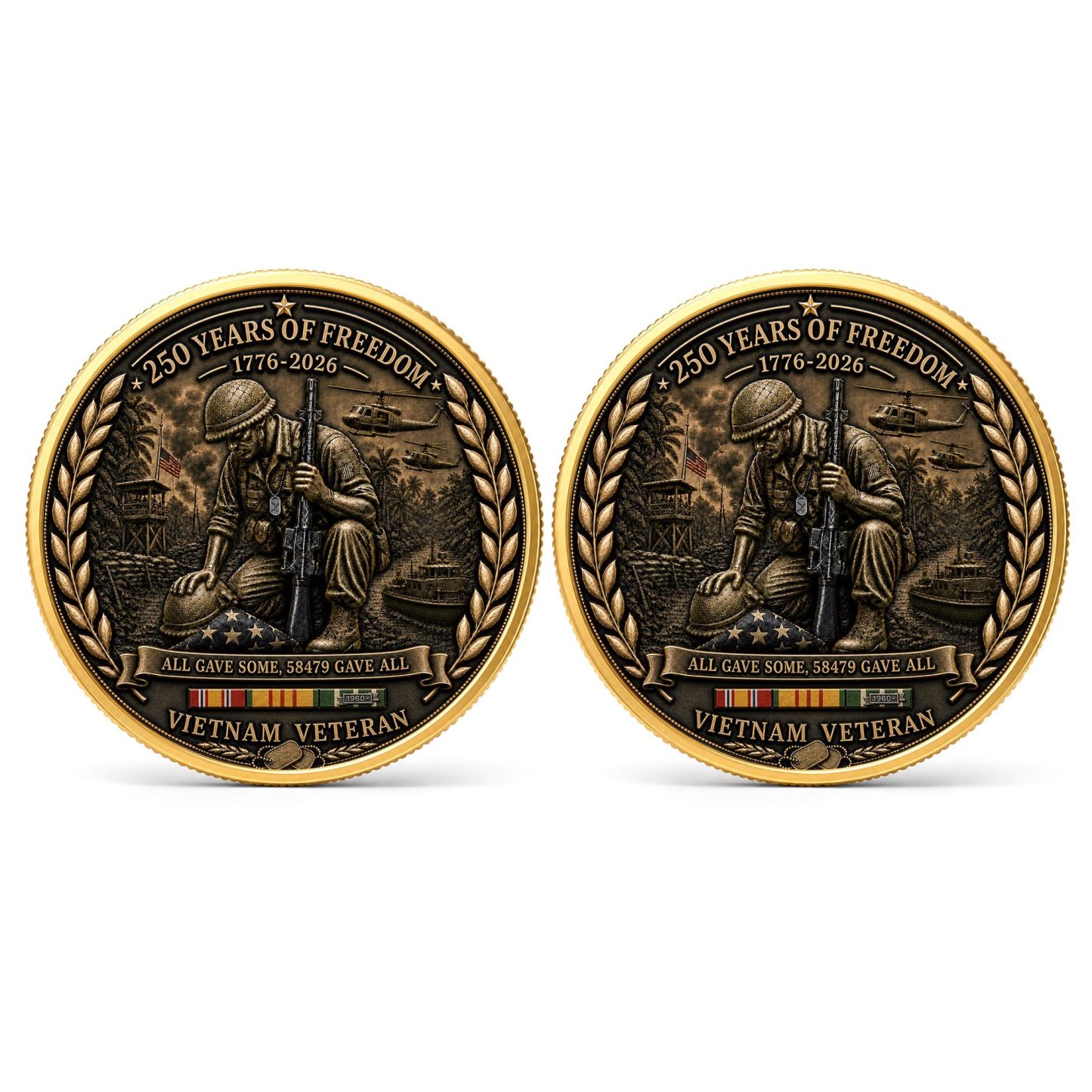 Vietnam Veteran America 250th Anniversary Commemorative Coin 2 Side, All Gave Some 58,479 Gave All, Veteran Gifts