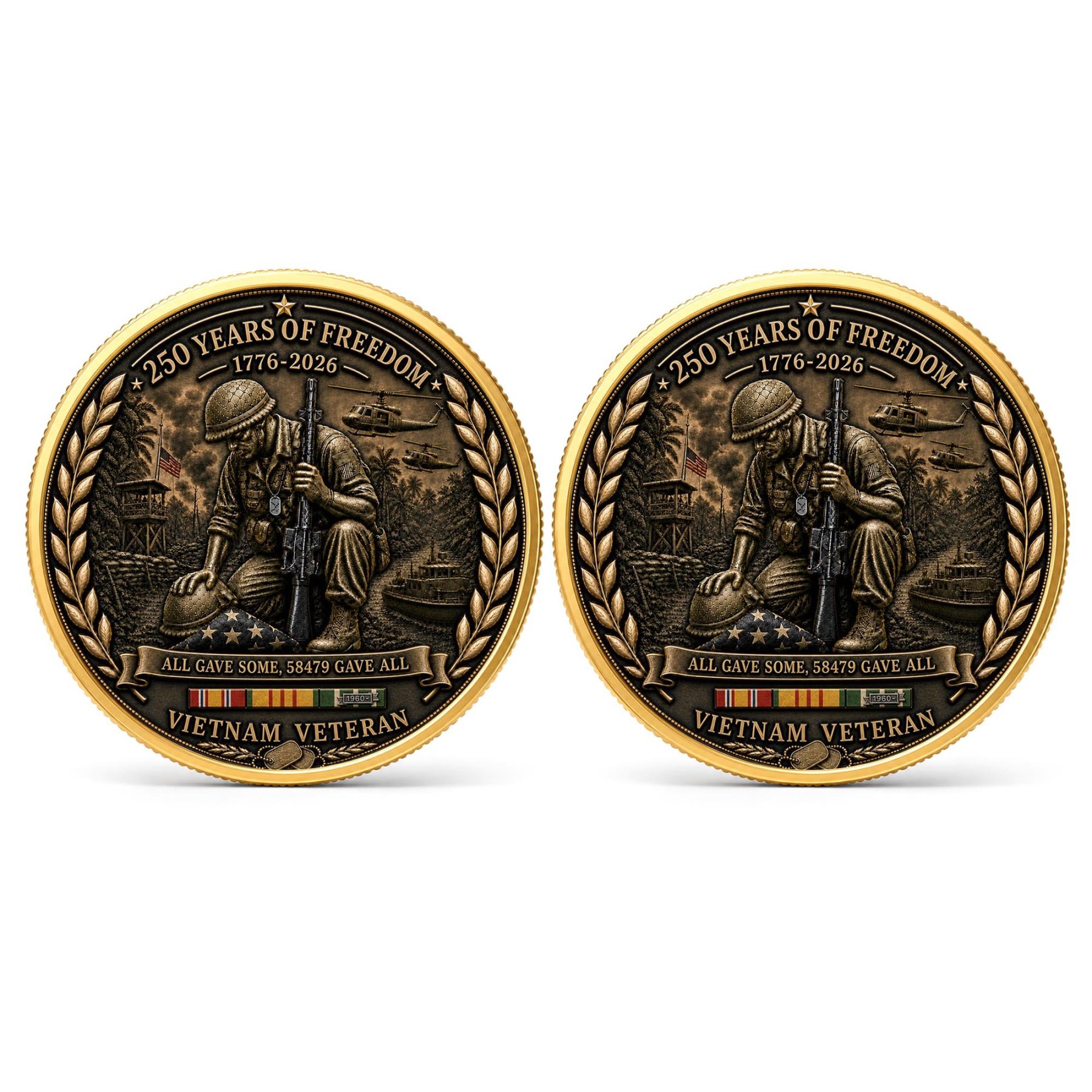 Vietnam Veteran America 250th Anniversary Commemorative Coin 2 Side, All Gave Some 58,479 Gave All, Veteran Gifts