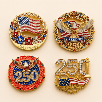 US 250th Anniversary Brooch Pin-4PCS
