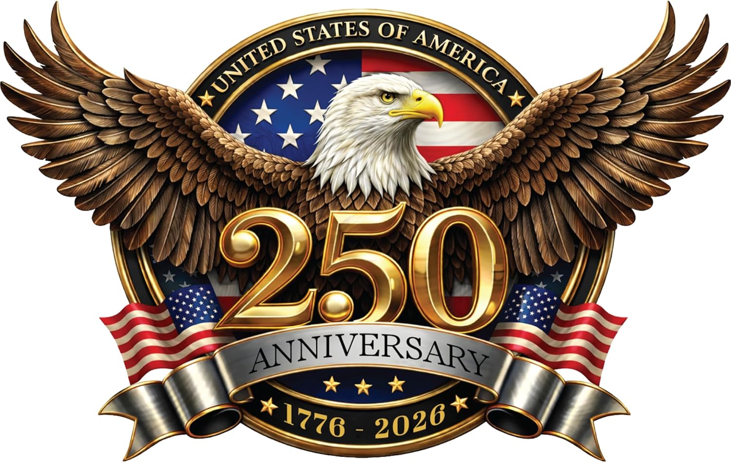 2PCS 🇺🇸 USA 250th Anniversary Car Decal 1776-2026 🦅 Patriotic 4th of July Vinyl Stickers for Car, Truck, SUV