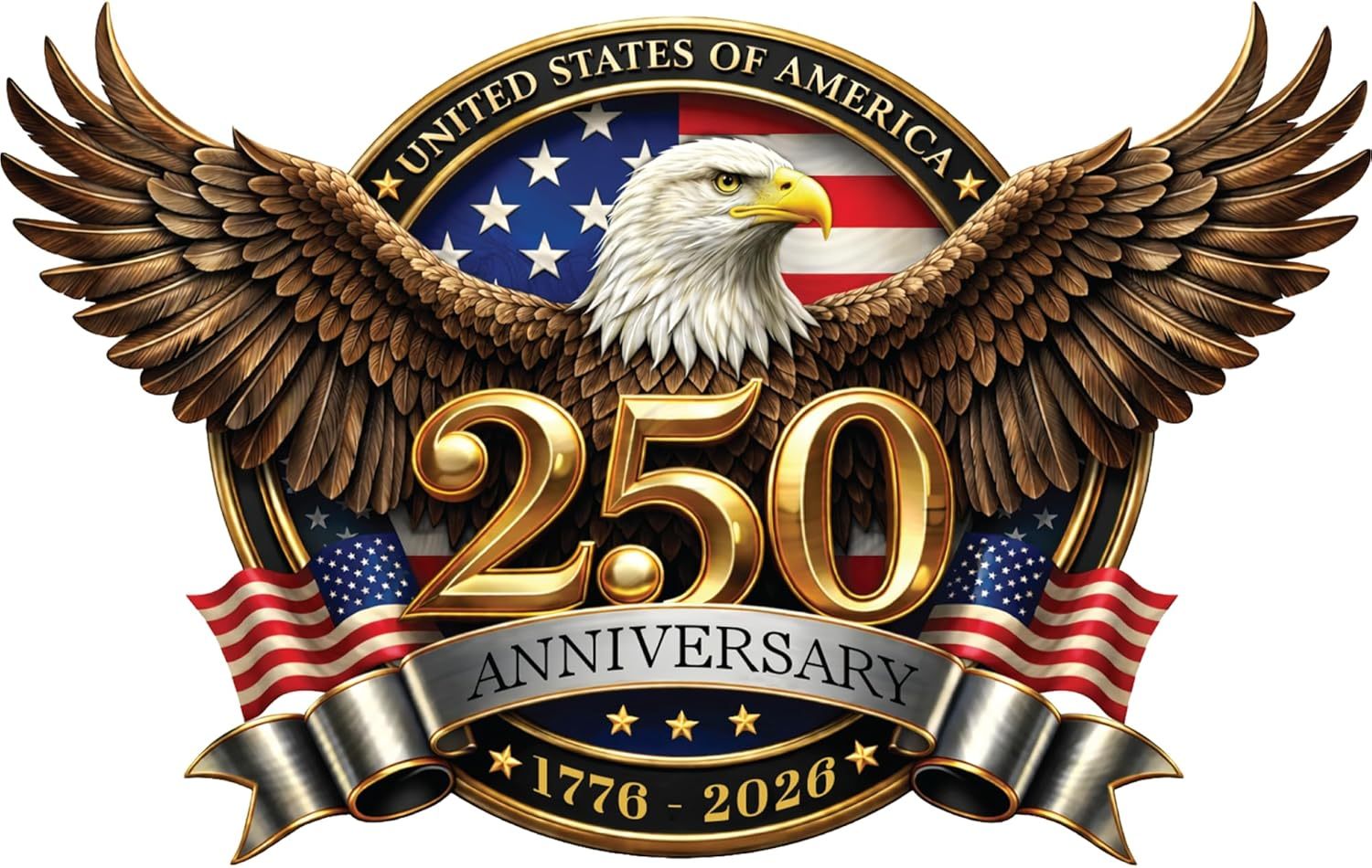 2PCS 🇺🇸 USA 250th Anniversary Car Decal 1776-2026 🦅 Patriotic 4th of July Vinyl Stickers for Car, Truck, SUV