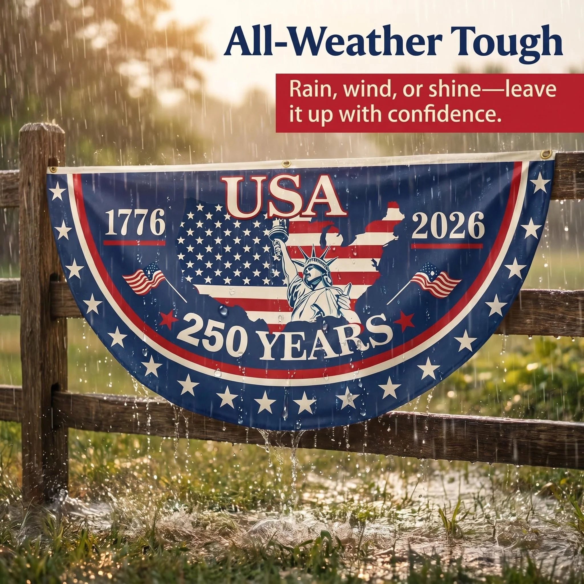 HandcraftedUSA 250th Birthday Bunting Flag, 🔥Buy 2 FREE SHIPPING