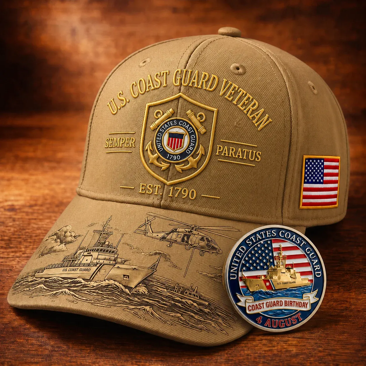⚓Last Day Promo: 49% OFF - 🌊U.S. Coast Guard Veteran Semper Paratus Tribute Cap 🎁 Free Honor Coin With Every Cap Purchase