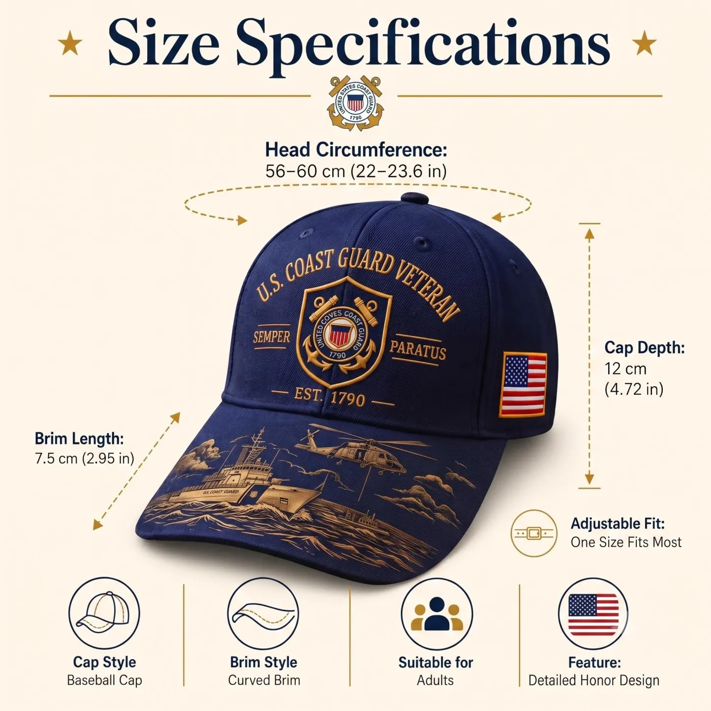 ⚓Last Day Promo: 49% OFF - 🌊U.S. Coast Guard Veteran Semper Paratus Tribute Cap 🎁 Free Honor Coin With Every Cap Purchase