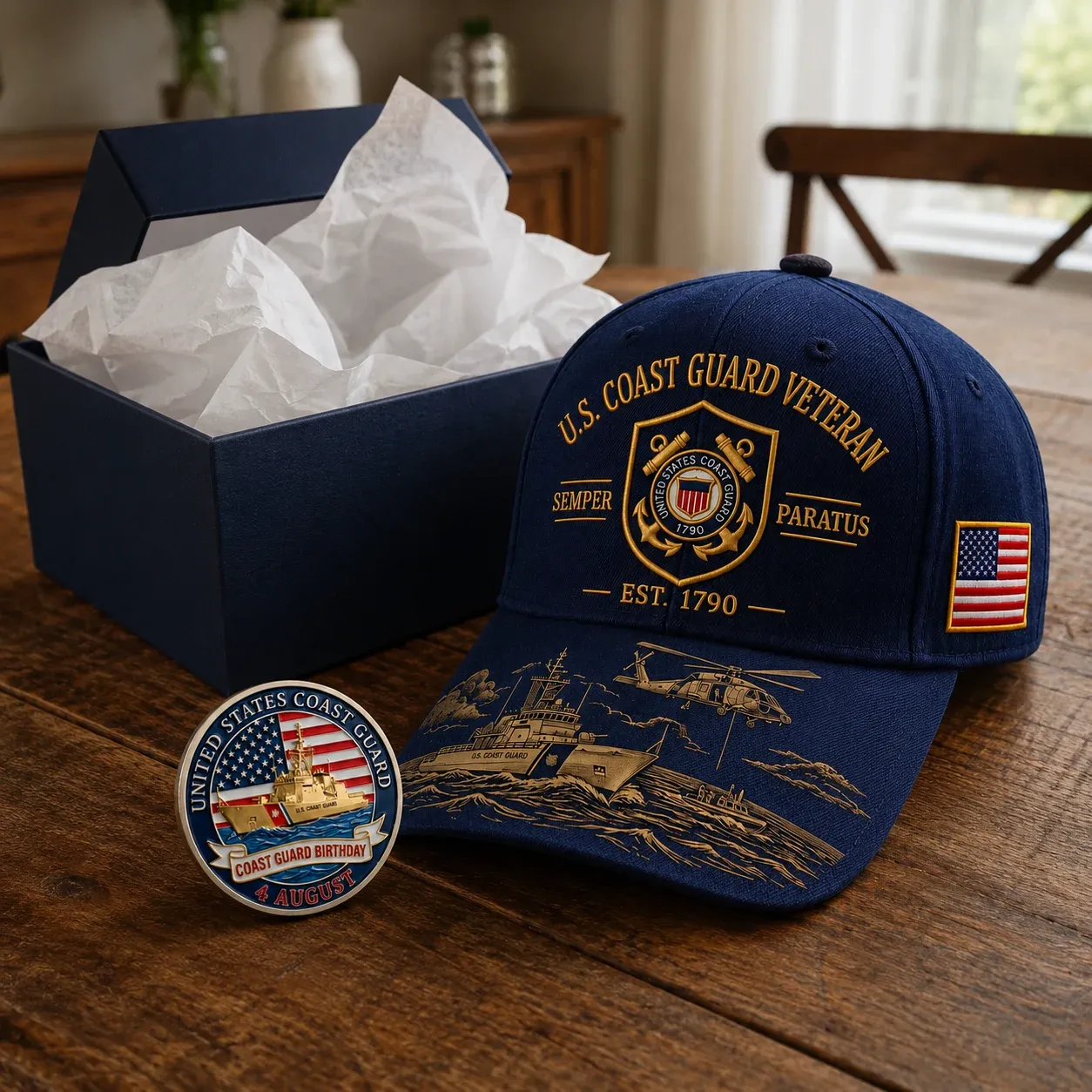 ⚓Last Day Promo: 49% OFF - 🌊U.S. Coast Guard Veteran Semper Paratus Tribute Cap 🎁 Free Honor Coin With Every Cap Purchase