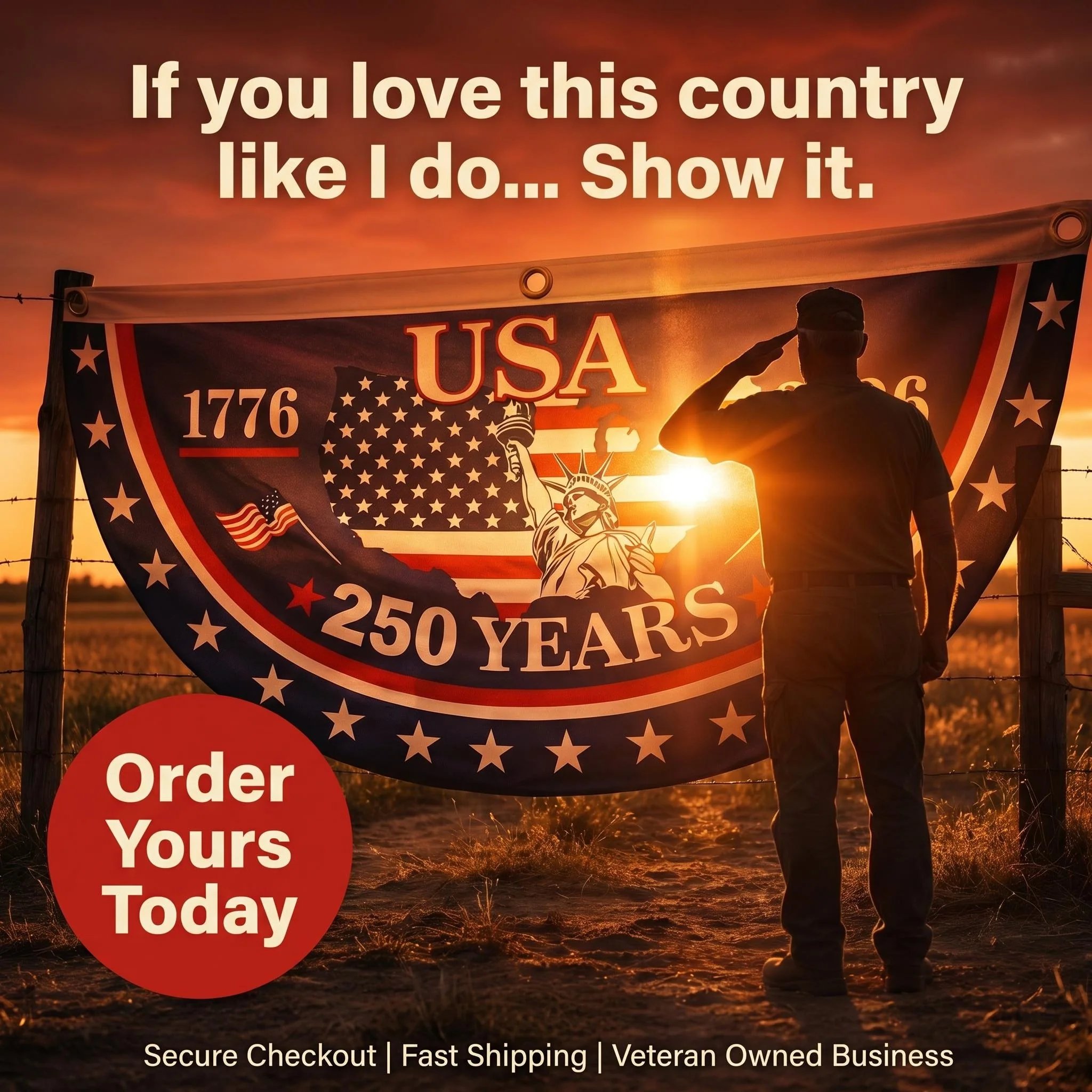 HandcraftedUSA 250th Birthday Bunting Flag, 🔥Buy 2 FREE SHIPPING